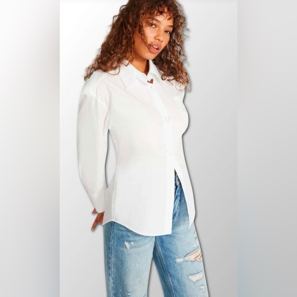 Steve Madden Nadia White Button Down Shirt - Picture 4 of 16